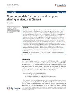 Non-Root Modals for the Past and Temporal Shifting in Mandarin Chinese Zhiguo Xie