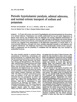 Periodic Hypokalaemic Paralysis, Adrenal Adenoma, and Normal Colonic Transport of Sodium and Potassium