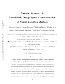 Bayesian Approach to Probabilistic Design Space Characterization: a Nested Sampling Strategy