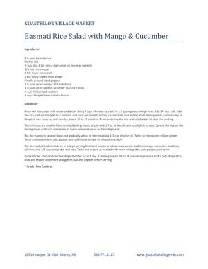 Basmati Rice Salad with Mango & Cucumber
