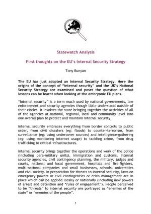Statewatch Analysis First Thoughts on the EU's Internal Security Strategy