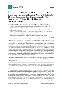 Comparison of Volatiles in Different Jasmine Tea Grade Samples Using Electronic Nose and Automatic Thermal Desorption-Gas Chromatography-Mass Spectrometry Followed By