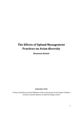 The Effects of Upland Management Practices on Avian Diversity