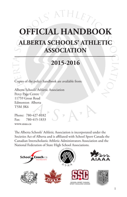 Official Handbook Alberta Schools' Athletic Association 2015-2016