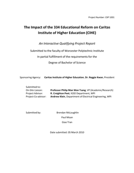 The Impact of 334 Reform on Caritas Institute of Higher Education