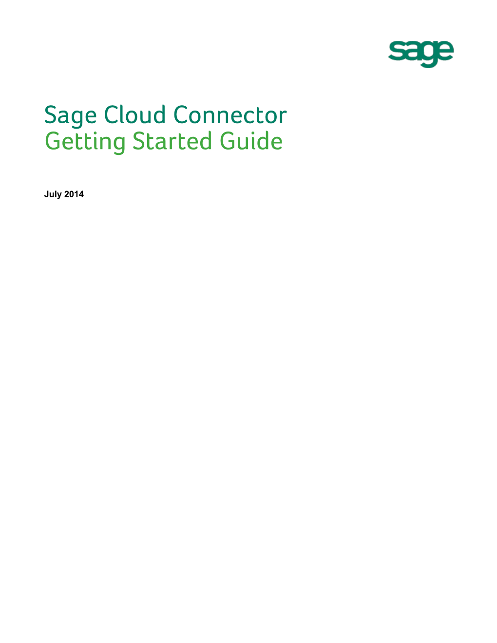 Sage Cloud Connector Getting Started Guide
