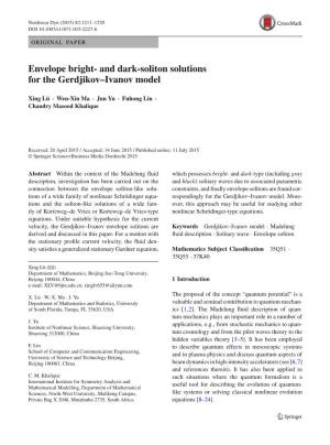 Envelope Bright- and Dark-Soliton Solutions for the Gerdjikov–Ivanov Model