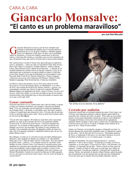 Giancarlo Monsalve: “El Canto Es Un Problema Maravilloso”