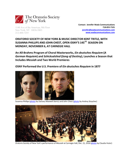 Oratorio Society of New York & Music Director Kent Tritle