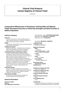 Clinical Trial Protocol Iranian Registry of Clinical Trials