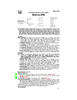 136 Consigned by Lane’S End, Agent Miarixa (FR)