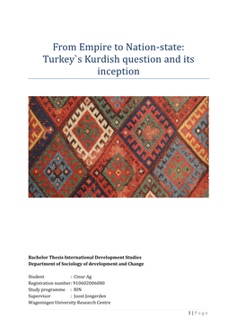 From Empire to Nation-State: Turkey`S Kurdish Question and Its Inception