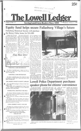 Equity Fund Helps Secure Fallasburg Village's Future Lowell Police