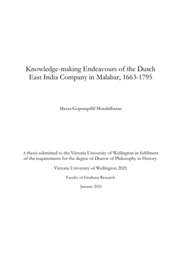 Knowledge-Making Endeavours of the Dutch East India Company in Malabar, 1663-1795