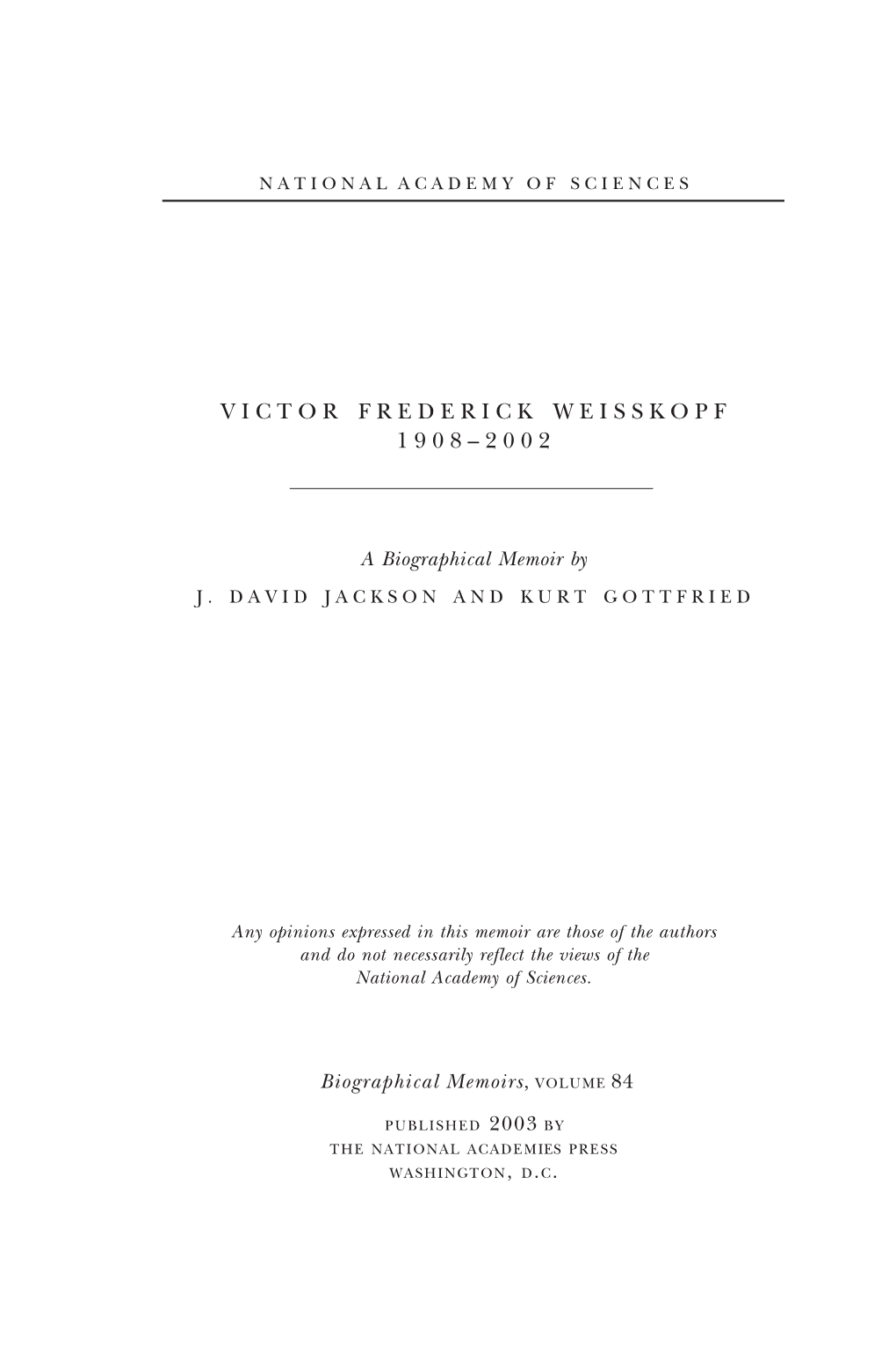 Victor Frederick Weisskopf 1908–2002