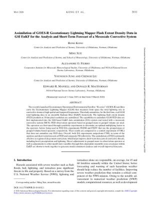 Assimilation of GOES-R Geostationary Lightning Mapper Flash Extent Density Data in GSI Enkf for the Analysis and Short-Term Forecast of a Mesoscale Convective System