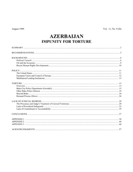 Azerbaijan Impunity for Torture