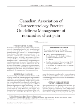 Management of Noncardiac Chest Pain