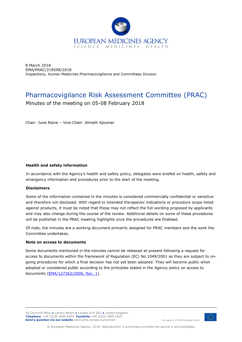 Minutes of PRAC Meeting on 05-08 February 2018