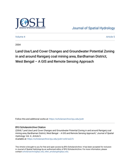 Land Use/Land Cover Changes and Groundwater Potential Zoning In