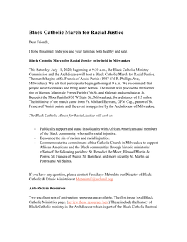 Black Catholic March for Racial Justice