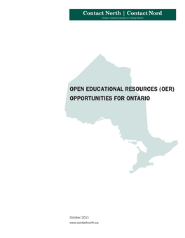 Open Educational Resources (Oer) Opportunities for Ontario