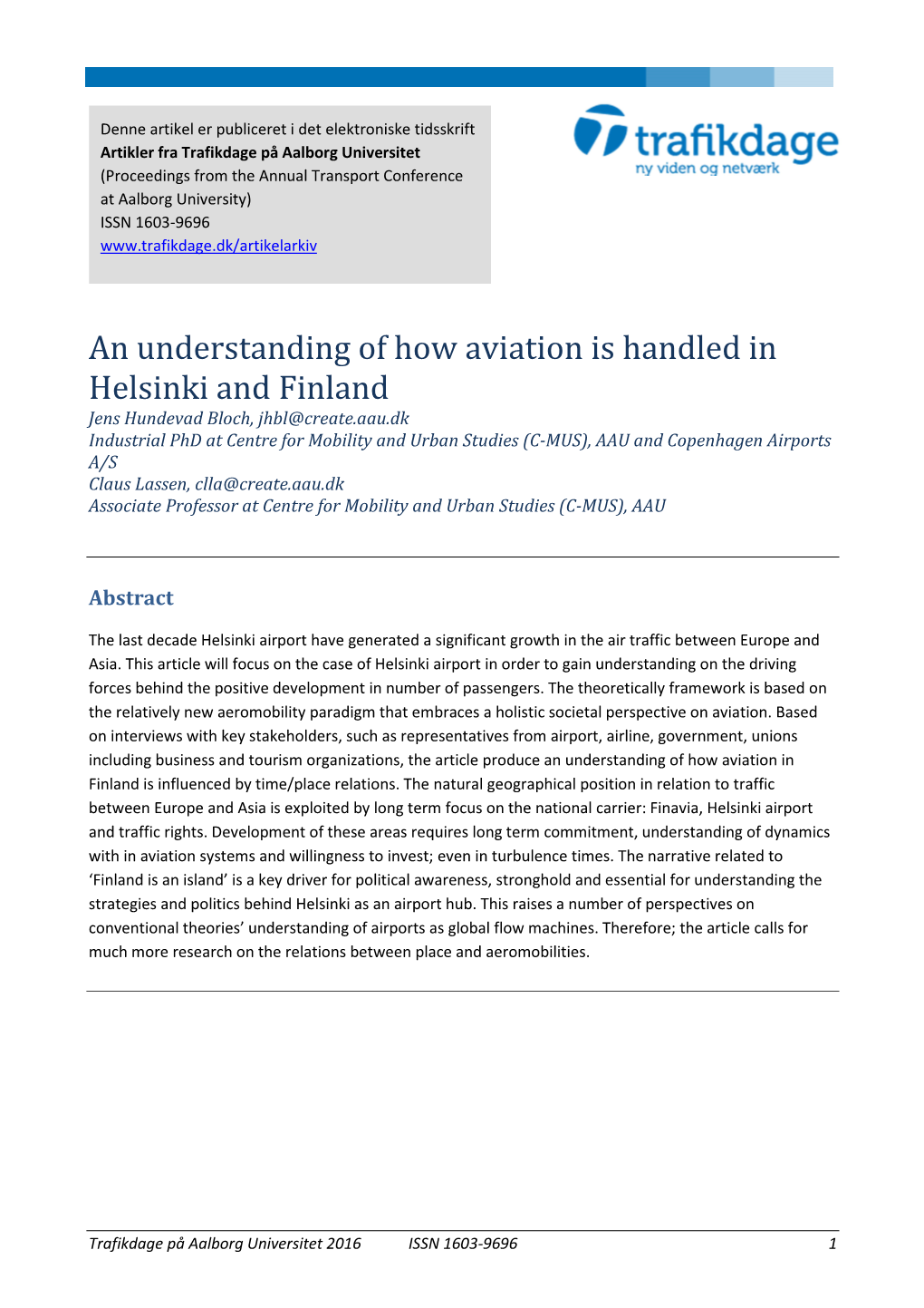 An Understanding of How Aviation Is Handled in Helsinki and Finland