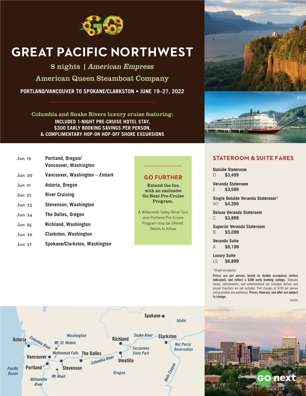 GREAT PACIFIC NORTHWEST 8 Nights | American Empress American Queen Steamboat Company