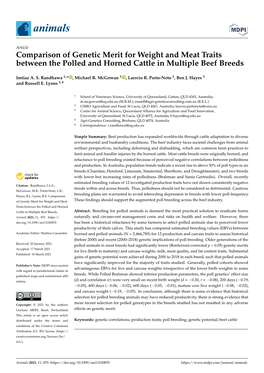 Comparison of Genetic Merit for Weight and Meat Traits Between the Polled and Horned Cattle in Multiple Beef Breeds