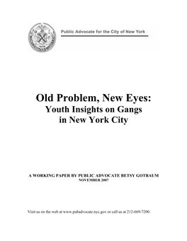 Old Problem, New Eyes: Youth Insights on Gangs in New York City
