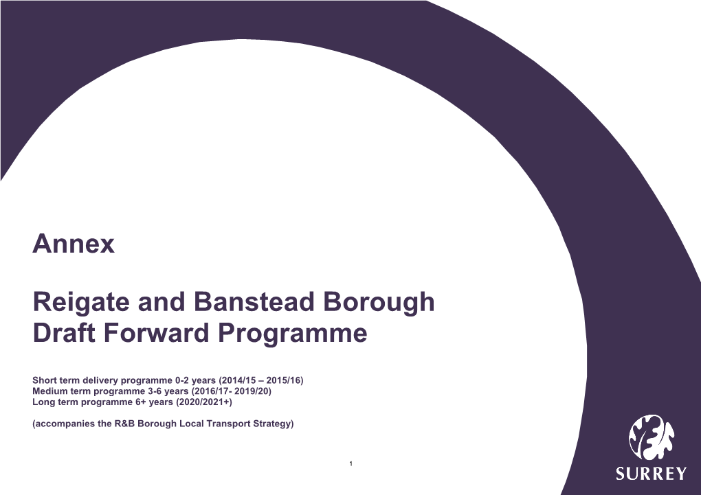 Annex Reigate and Banstead Borough Draft Forward Programme