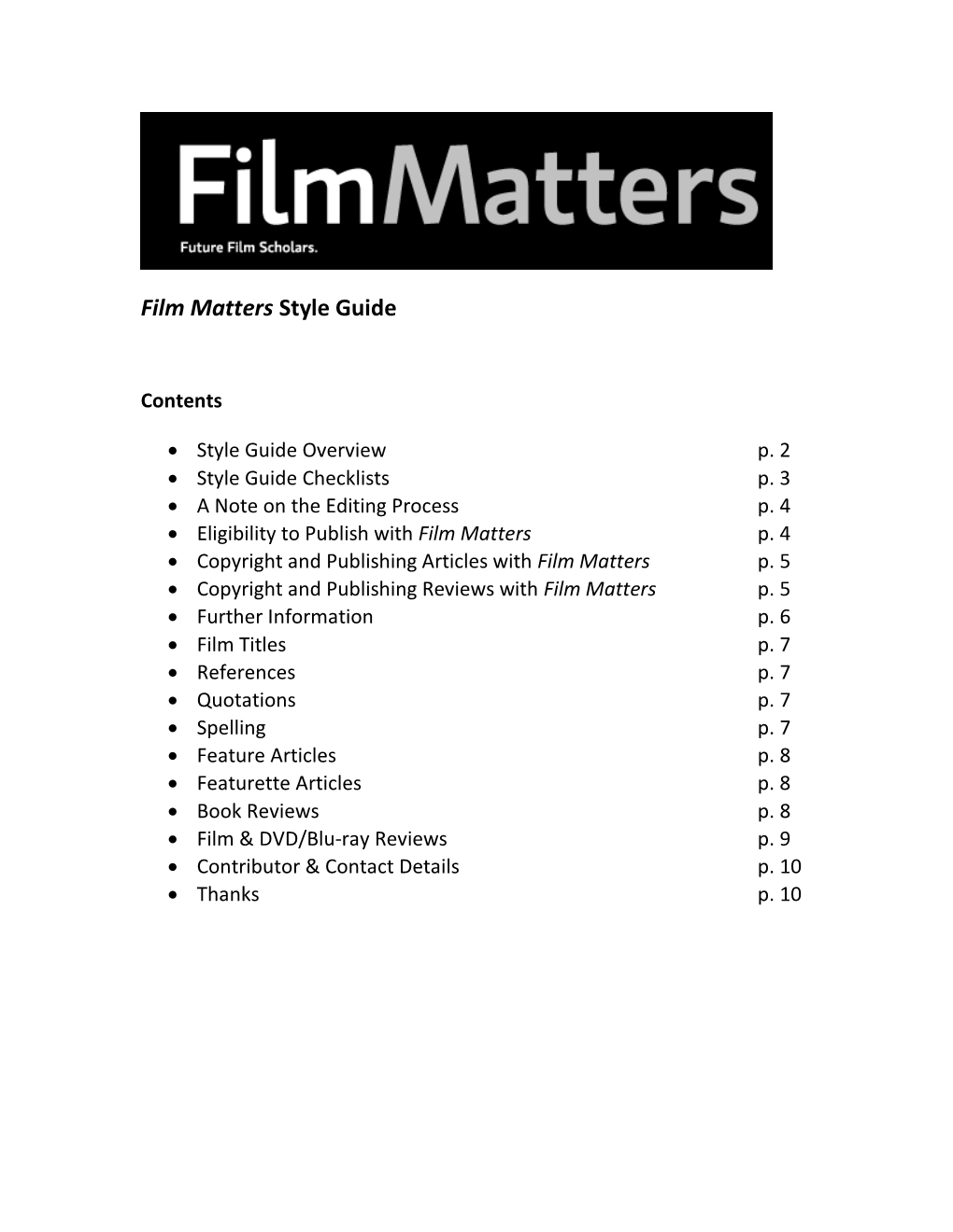 Film Matters Style Guide