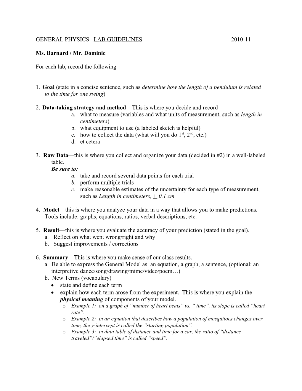 General Physics Paradigm Lab Report Guidelines