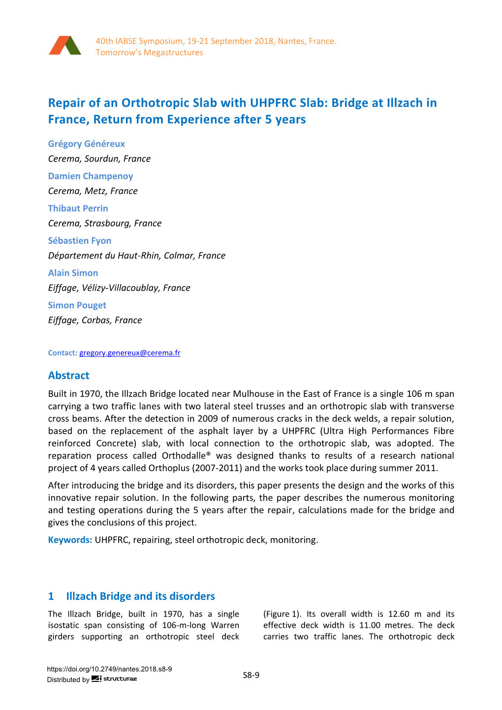 [PREVIEW] Repair of an Orthotropic Slab with UHPFRC