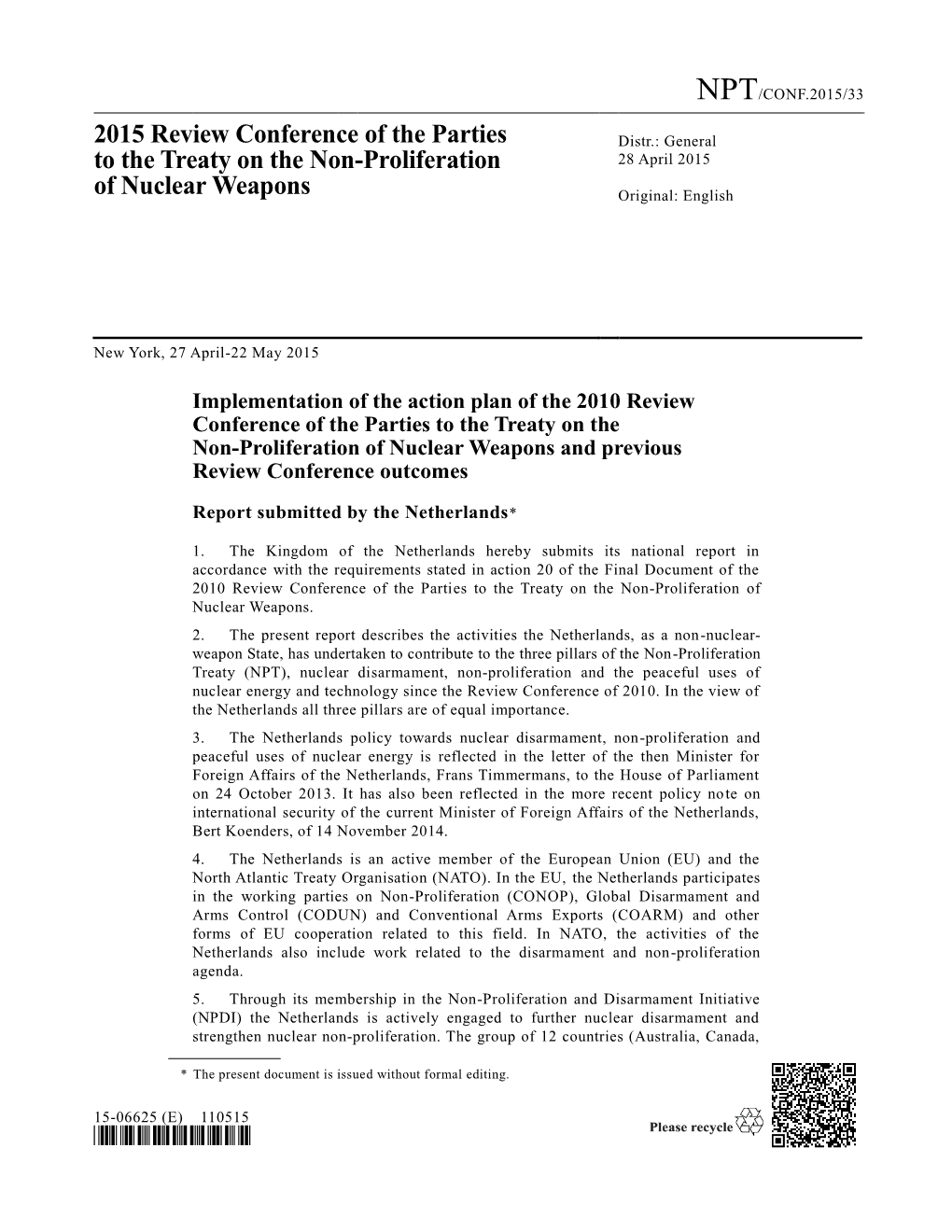 2015 Review Conference of the Parties to the Treaty on the Non