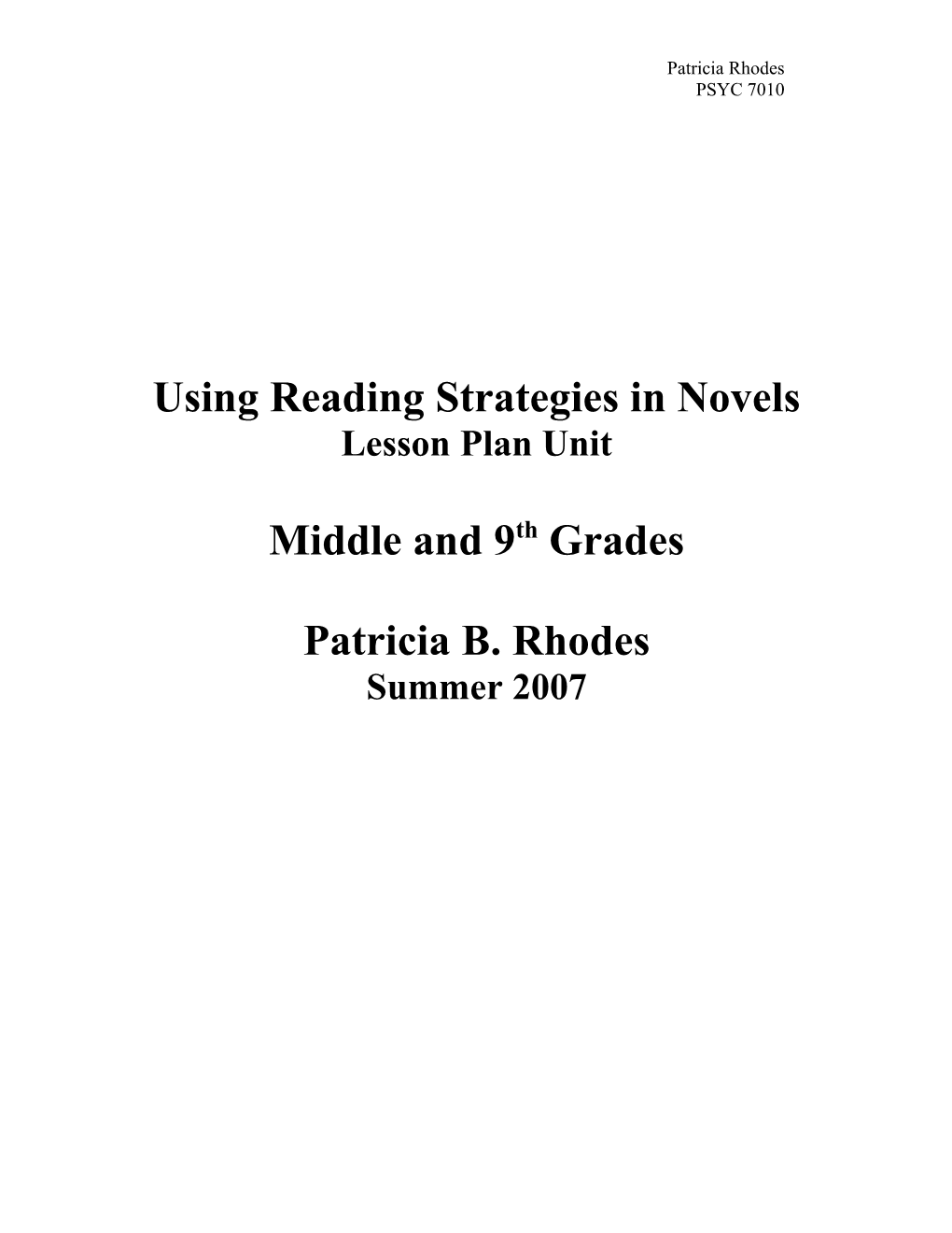 Using Reading Strategies in Novels