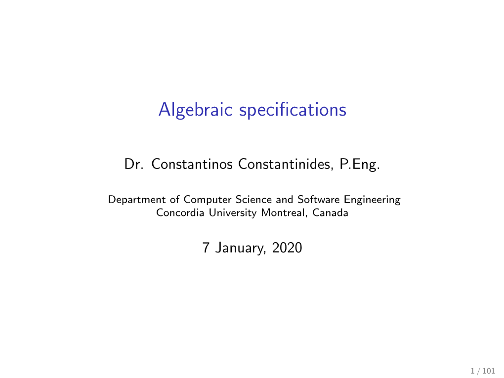 Algebraic Specifications