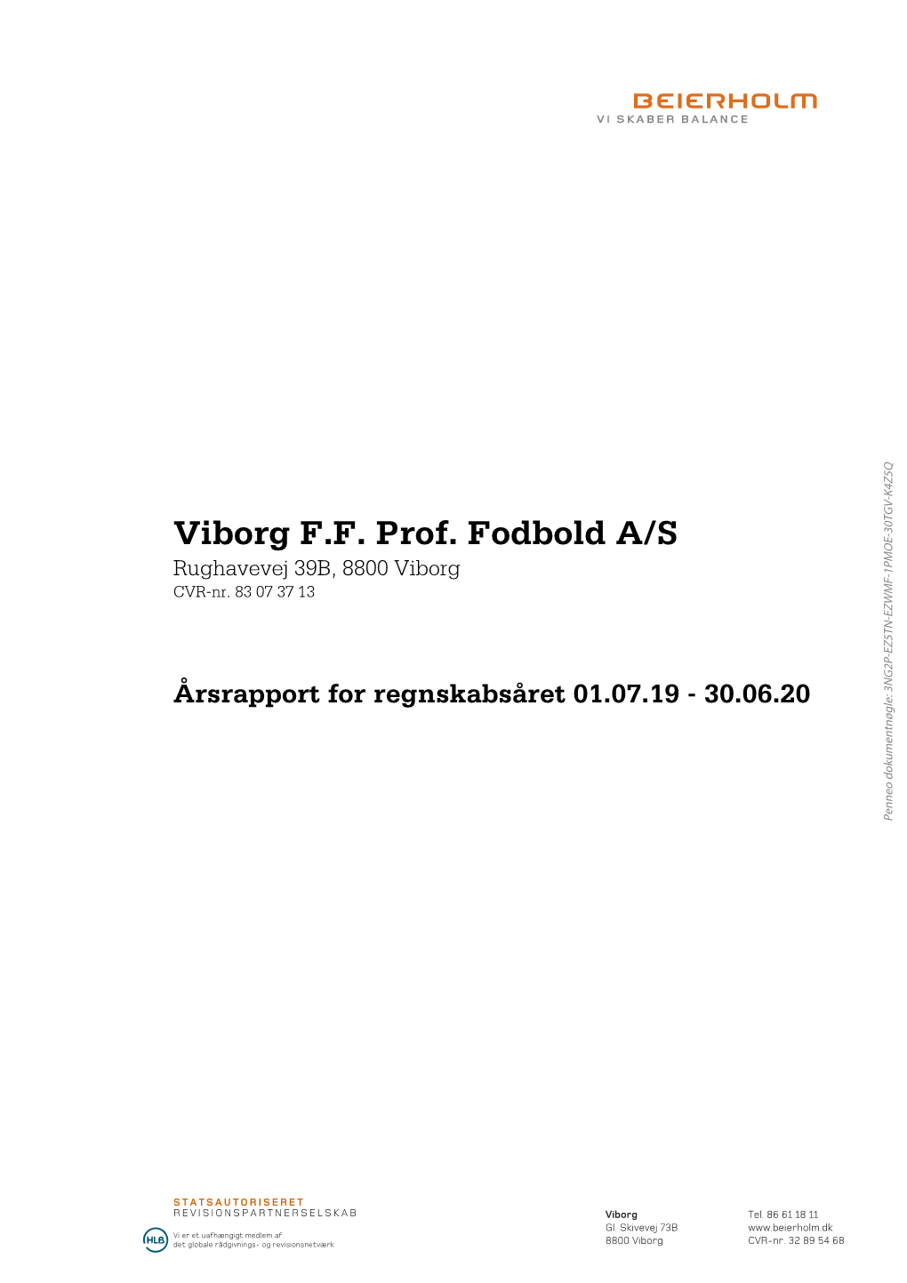 2020 Årsrapport Viborg F.F. Prof. Fodbold