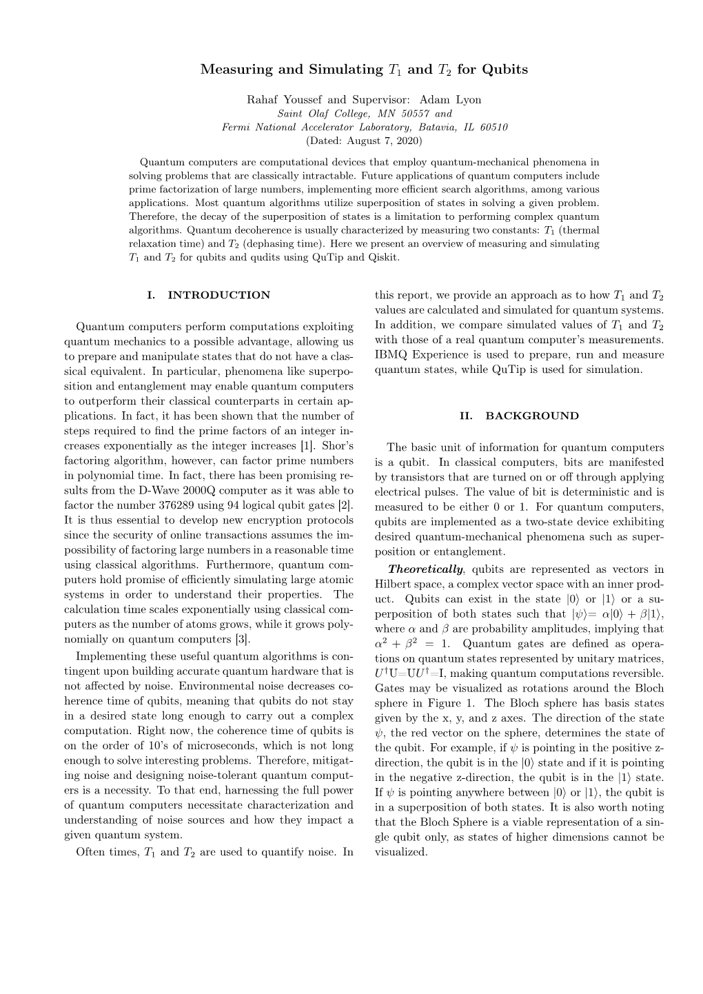 Measuring and Simulating T1 and T2 for Qubits