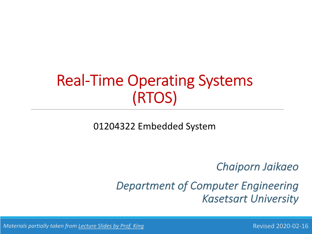 Real-Time Operating Systems (RTOS)