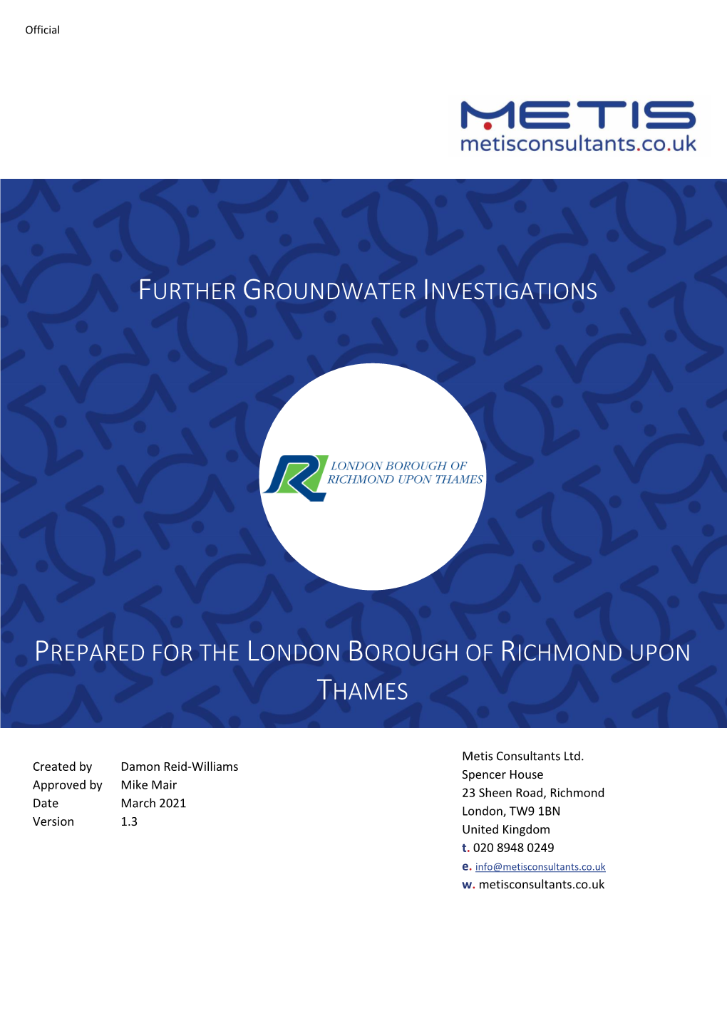 Further Groundwater Investigations