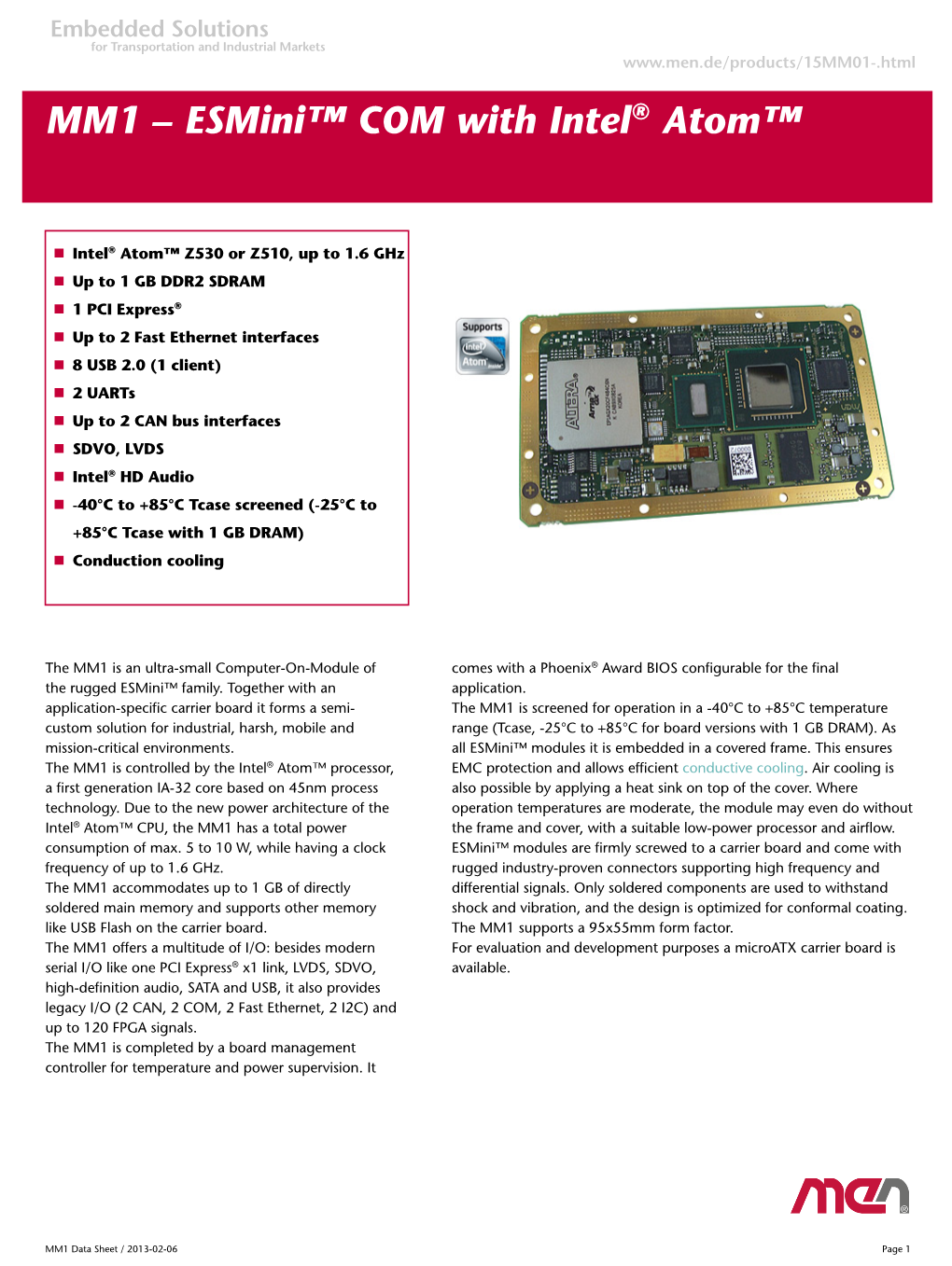 MM1 – Esmini™ COM with Intel® Atom™