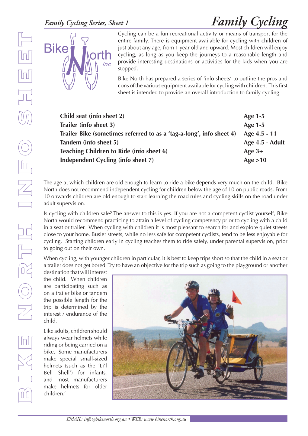 Family Cycling Series, Sheet 1 Family Cycling Cycling Can Be a Fun Recreational Activity Or Means of Transport for the Entire Family