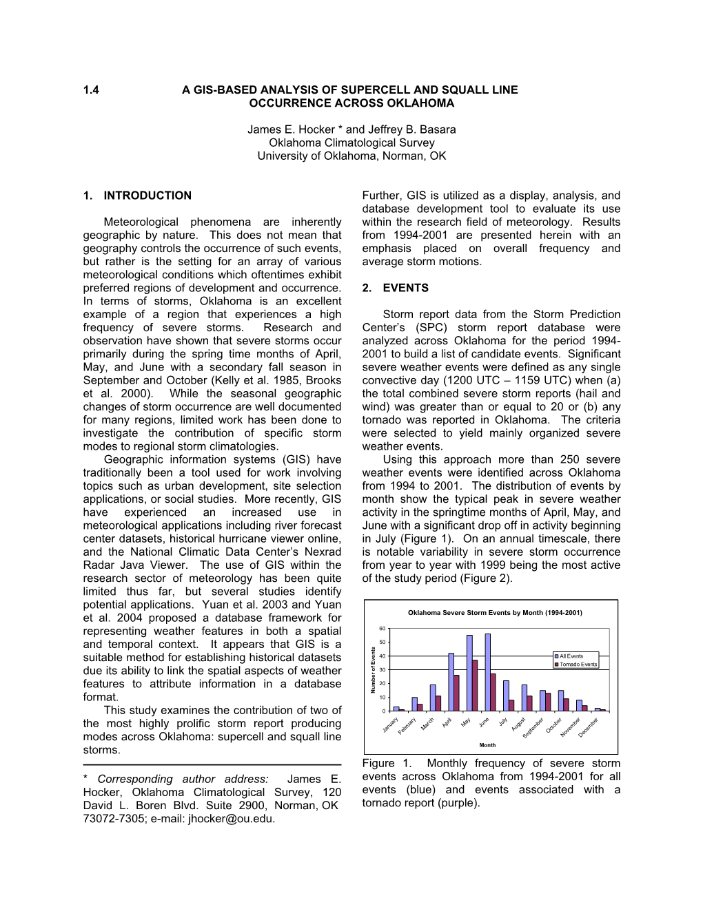 1.4 a Gis-Based Analysis of Supercell and Squall Line Occurrence Across Oklahoma