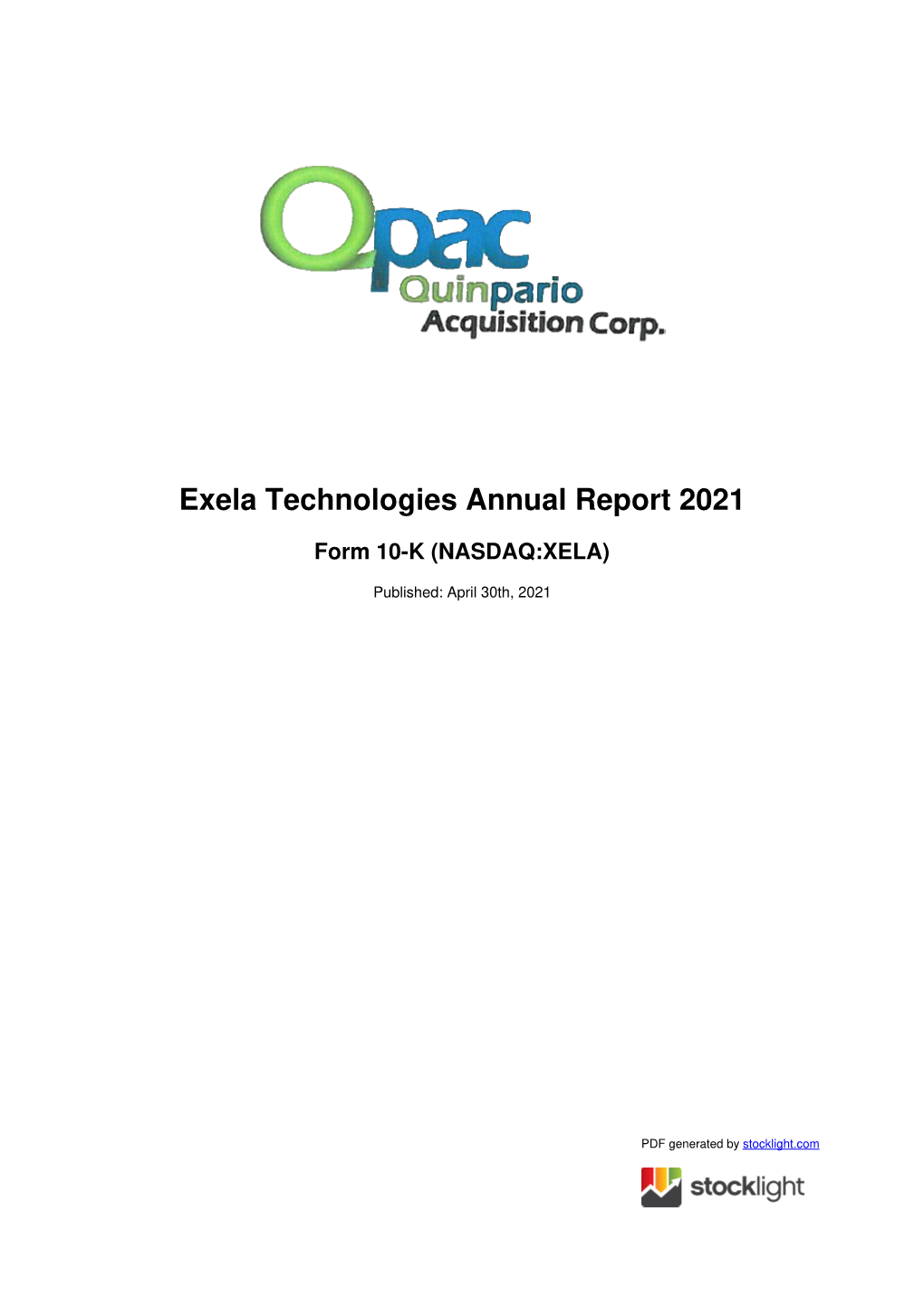 Exela Technologies Annual Report 2021