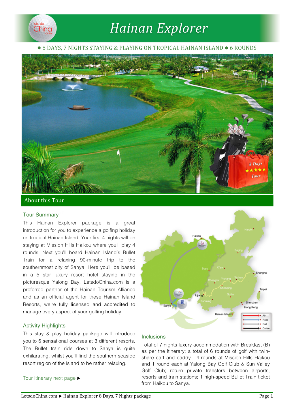 Hainan Explorer 8 Days 7 Nights Tour Brochure