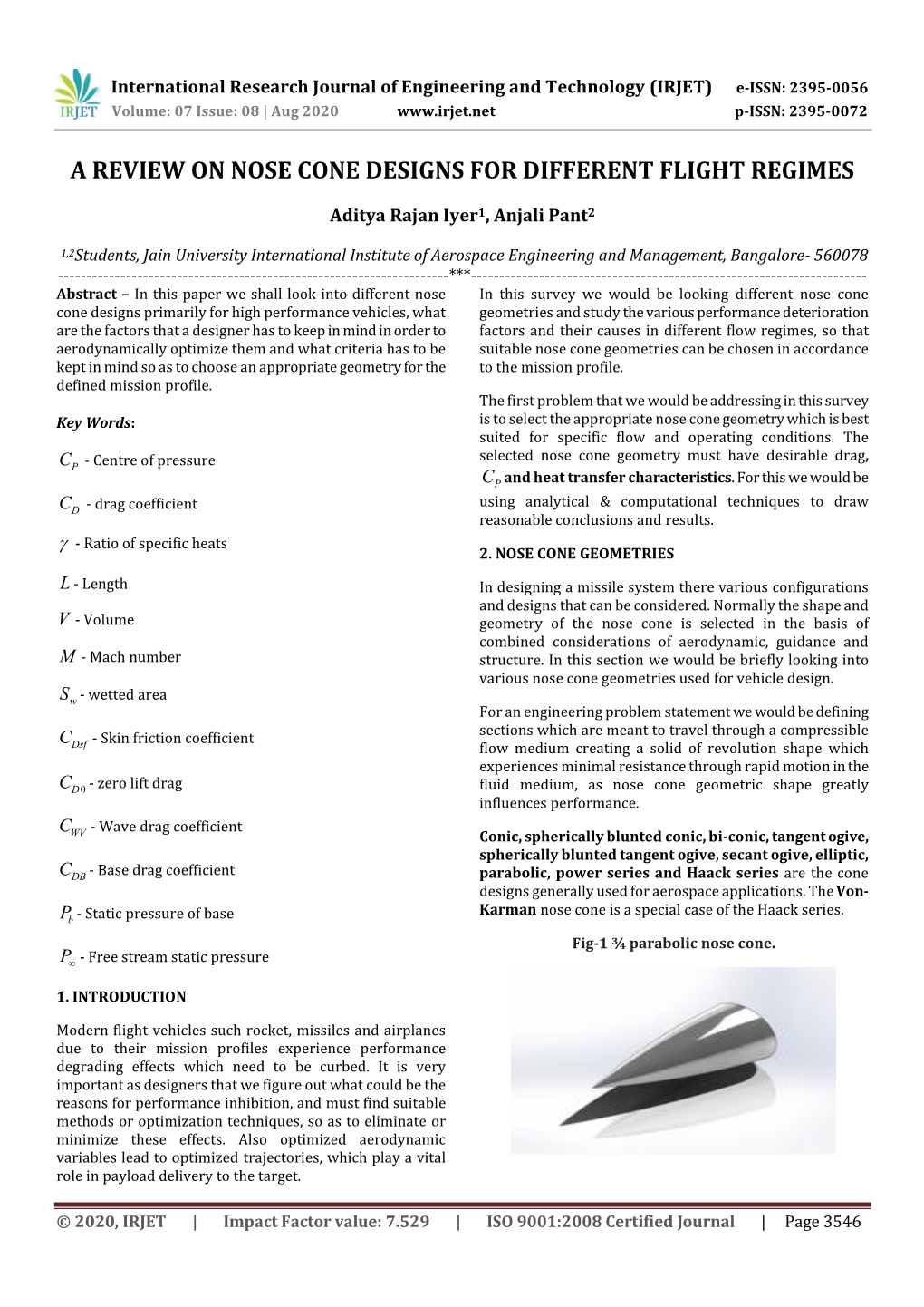 A Review on Nose Cone Designs for Different Flight Regimes