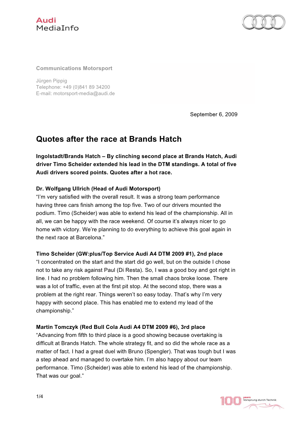 Quotes After the Race at Brands Hatch