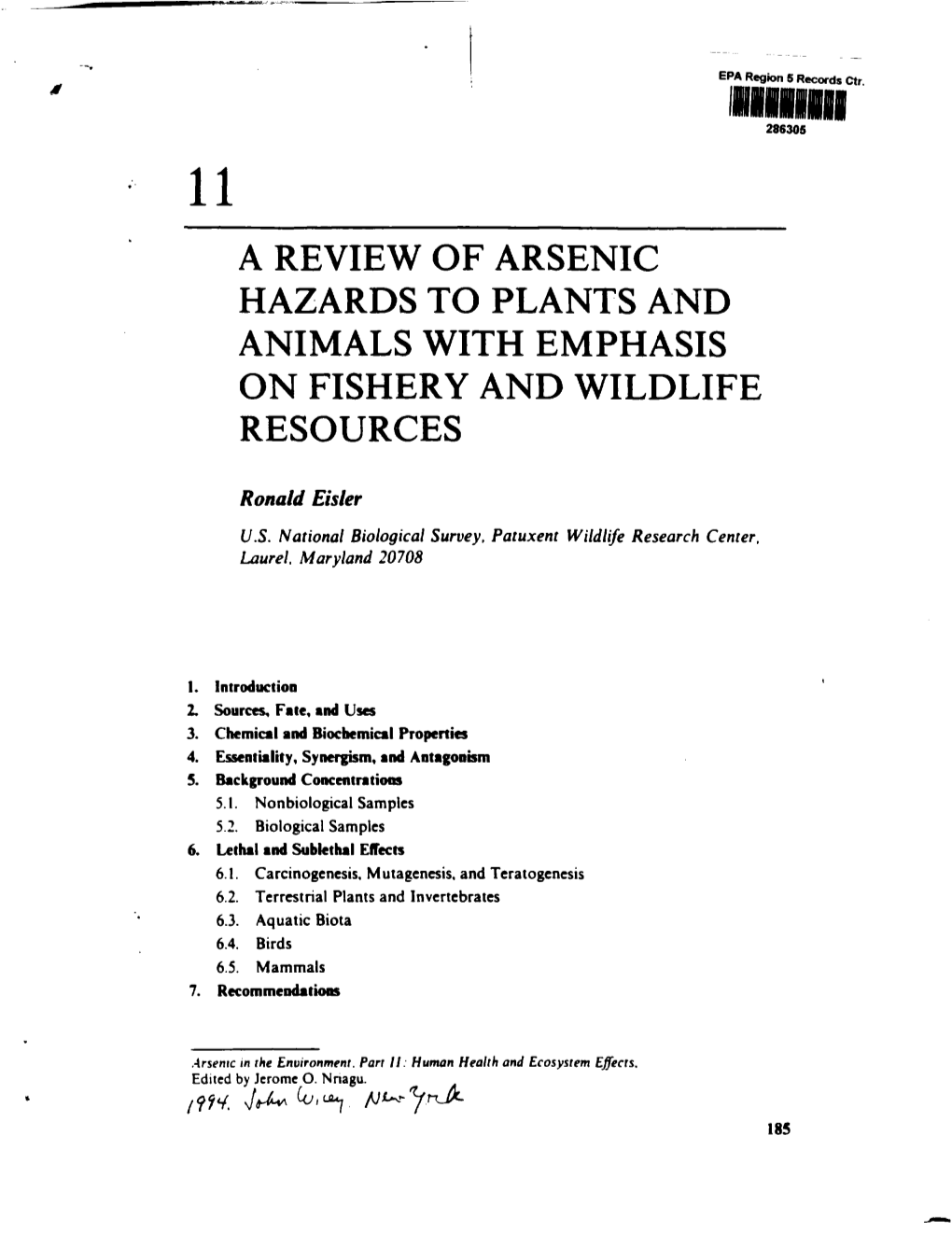 Arsenic in the Environment