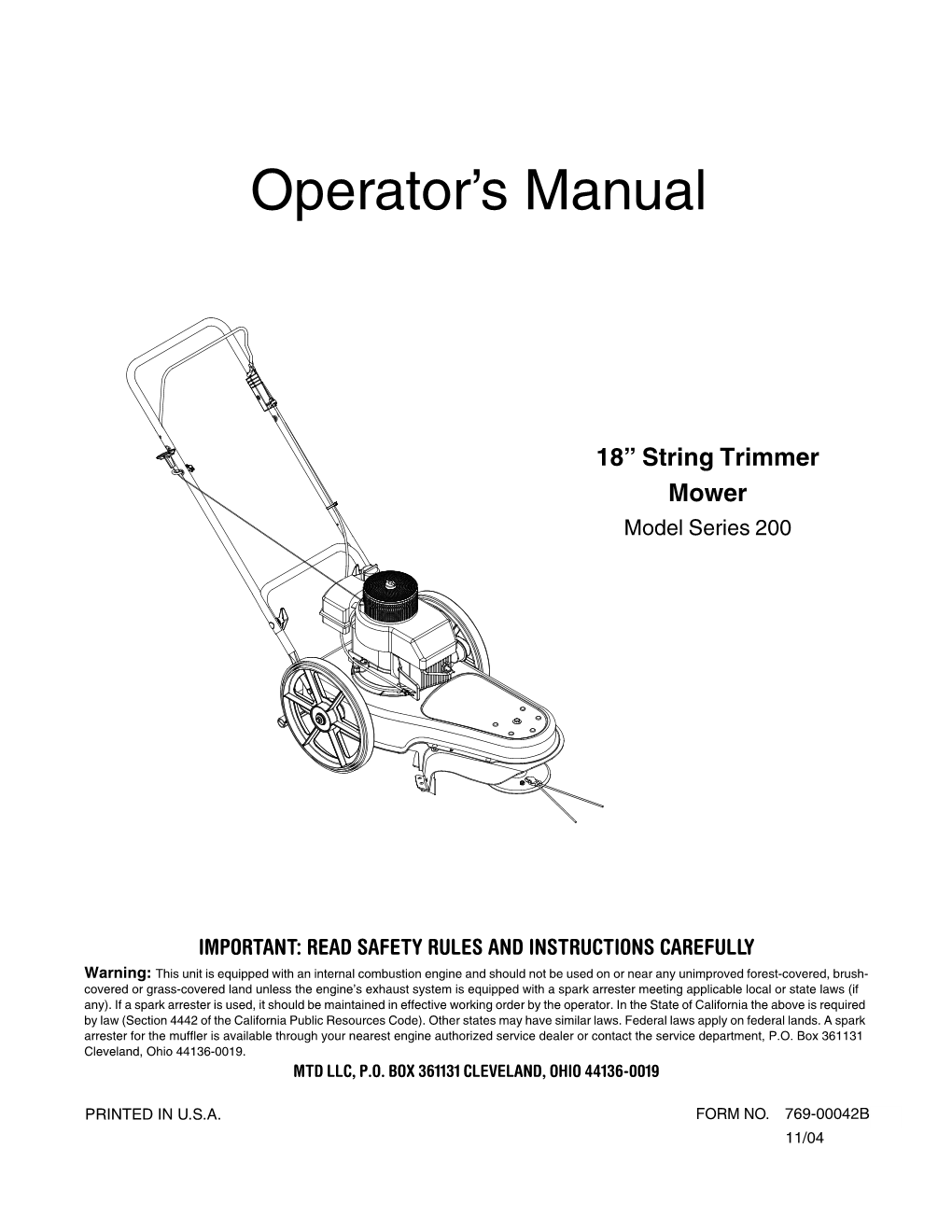 Operator's Manual